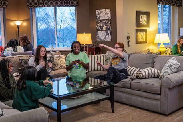 girls dorm living room.
