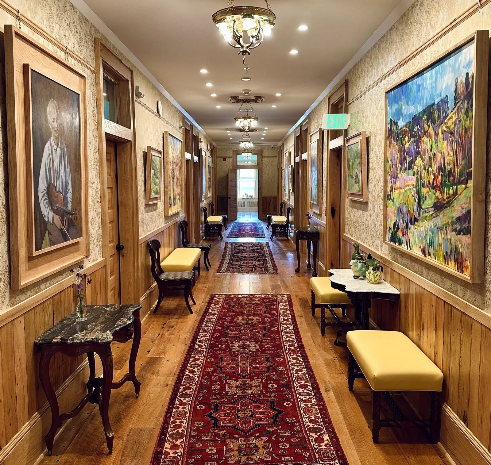 Historic hallway inside the West Jefferson Hotel
